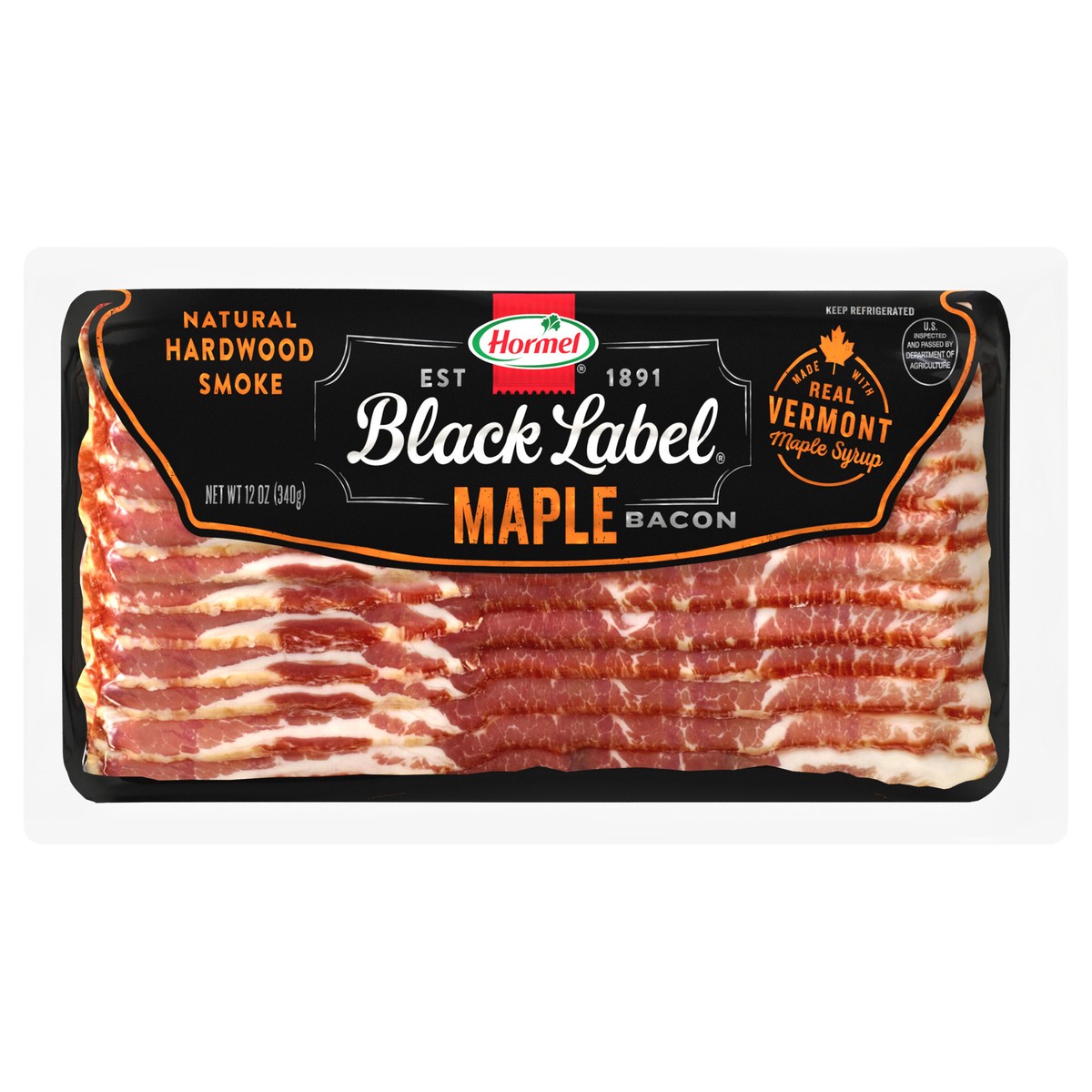 slide 1 of 7, HORMEL BLACK LABEL Maple Syrup Thick Cut Bacon, 12 oz