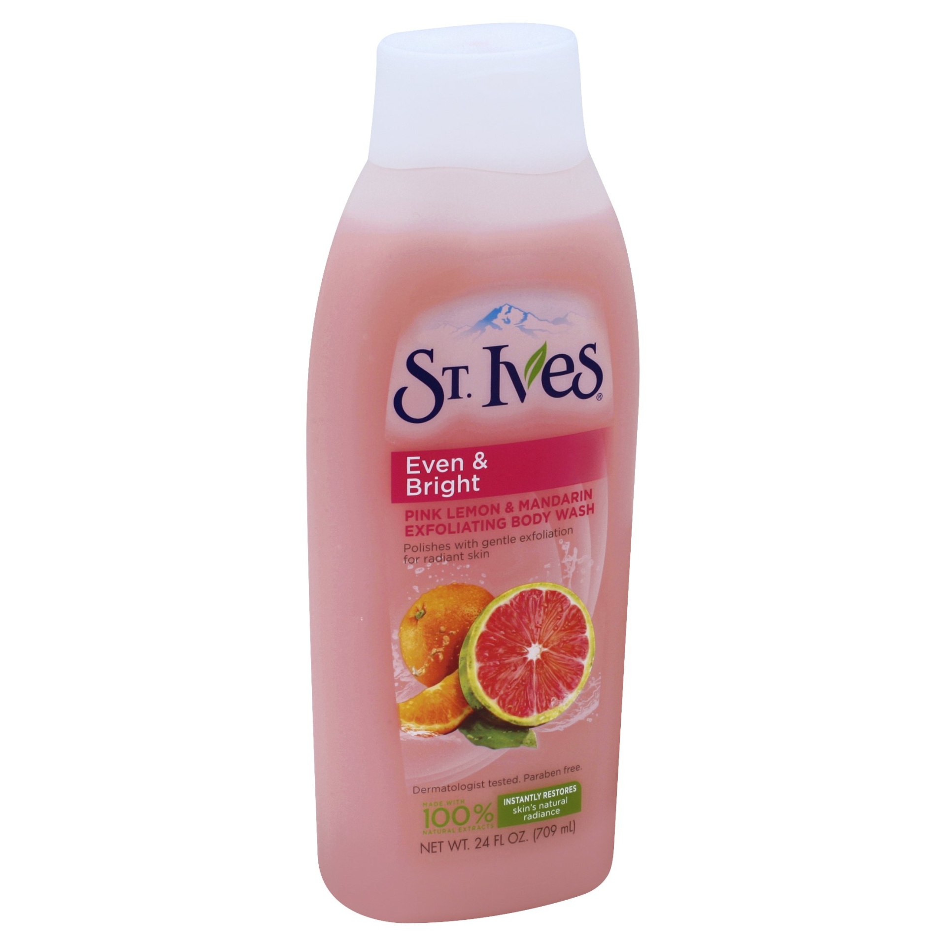 slide 1 of 1, St. Ives Even And Bright Pink Lemon And Mandarin Orange Body Wash, 24 oz