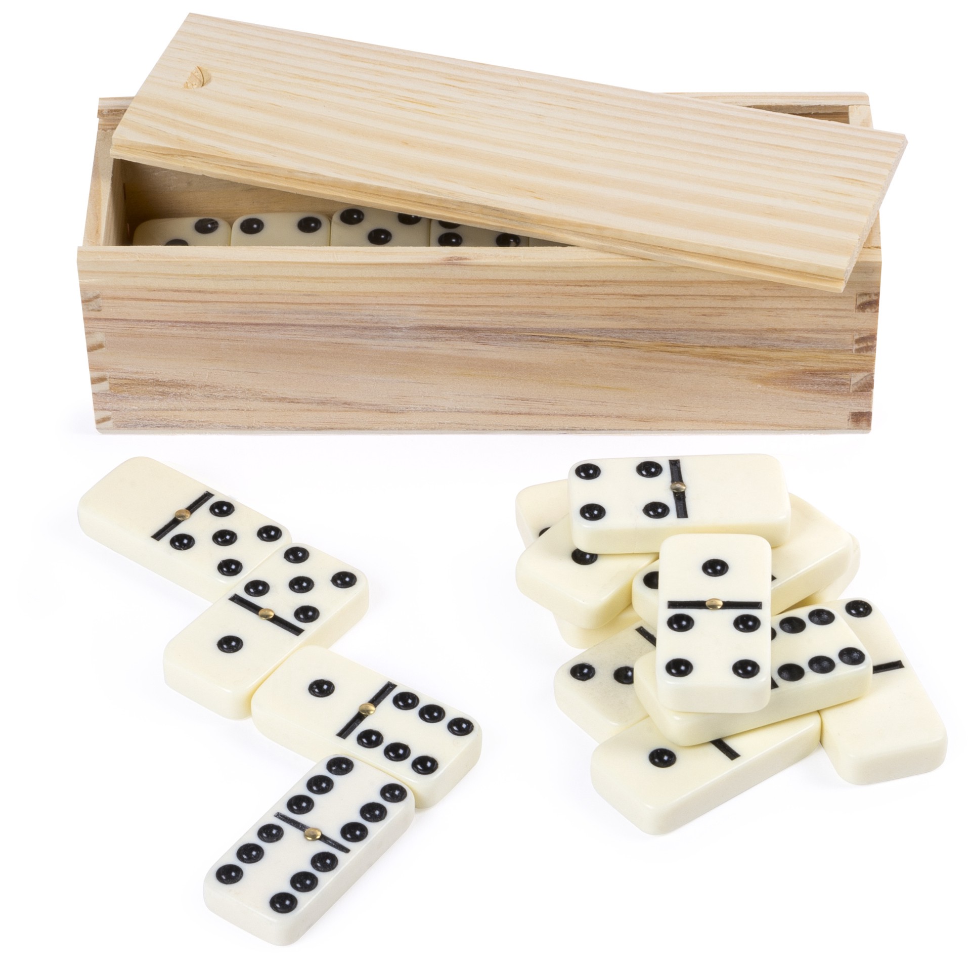 slide 2 of 2, Spin Master Double Six Dominoes in Wooden Case, 1 ct