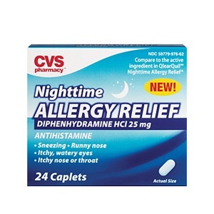 slide 1 of 1, CVS Pharmacy Nighttime Allergy Relief Caplets, 24 ct