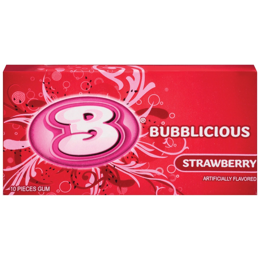 slide 1 of 5, Bubblicious Strawberry Gum 10 Piece Pack, 10 ct