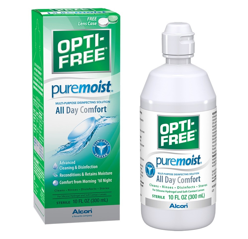 slide 2 of 2, Opti-Free PureMoist Multi-Purpose Disinfecting Contact Lens Solution - 10 fl oz, 10 oz