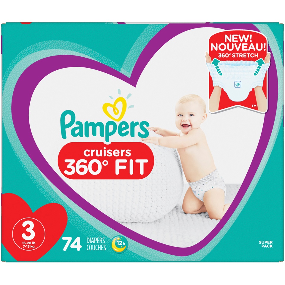 slide 2 of 2, Pampers Cruisers 360 Fit Diapers Size 3, 74 ct
