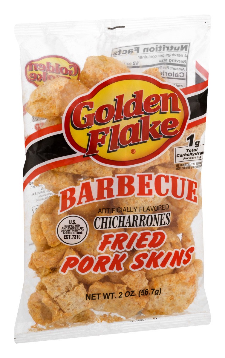 slide 3 of 11, Golden Flake Barbecue Chicharrones Fried Pork Skins, 2 oz