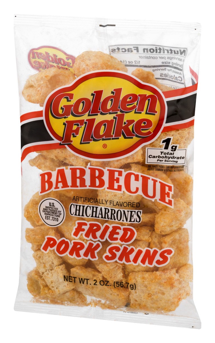 slide 6 of 11, Golden Flake Barbecue Chicharrones Fried Pork Skins, 2 oz