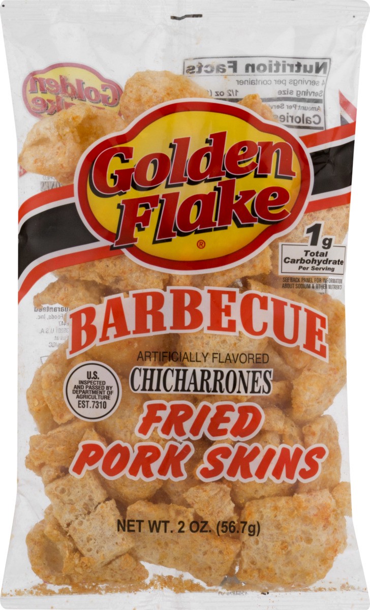 slide 8 of 11, Golden Flake Barbecue Chicharrones Fried Pork Skins, 2 oz