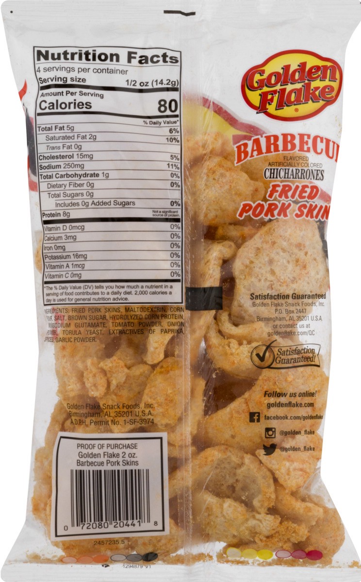 slide 11 of 11, Golden Flake Barbecue Chicharrones Fried Pork Skins, 2 oz