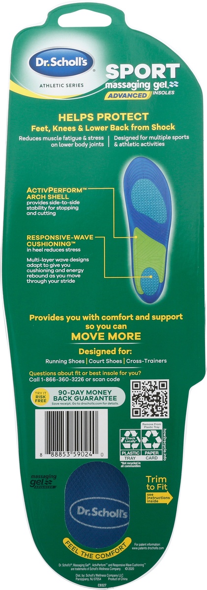 slide 9 of 9, Dr. Scholl's All-Purpose Sport & Fitness Comfort Insoles,Men's, 1 Pair, Trim to Fit, 1 ct