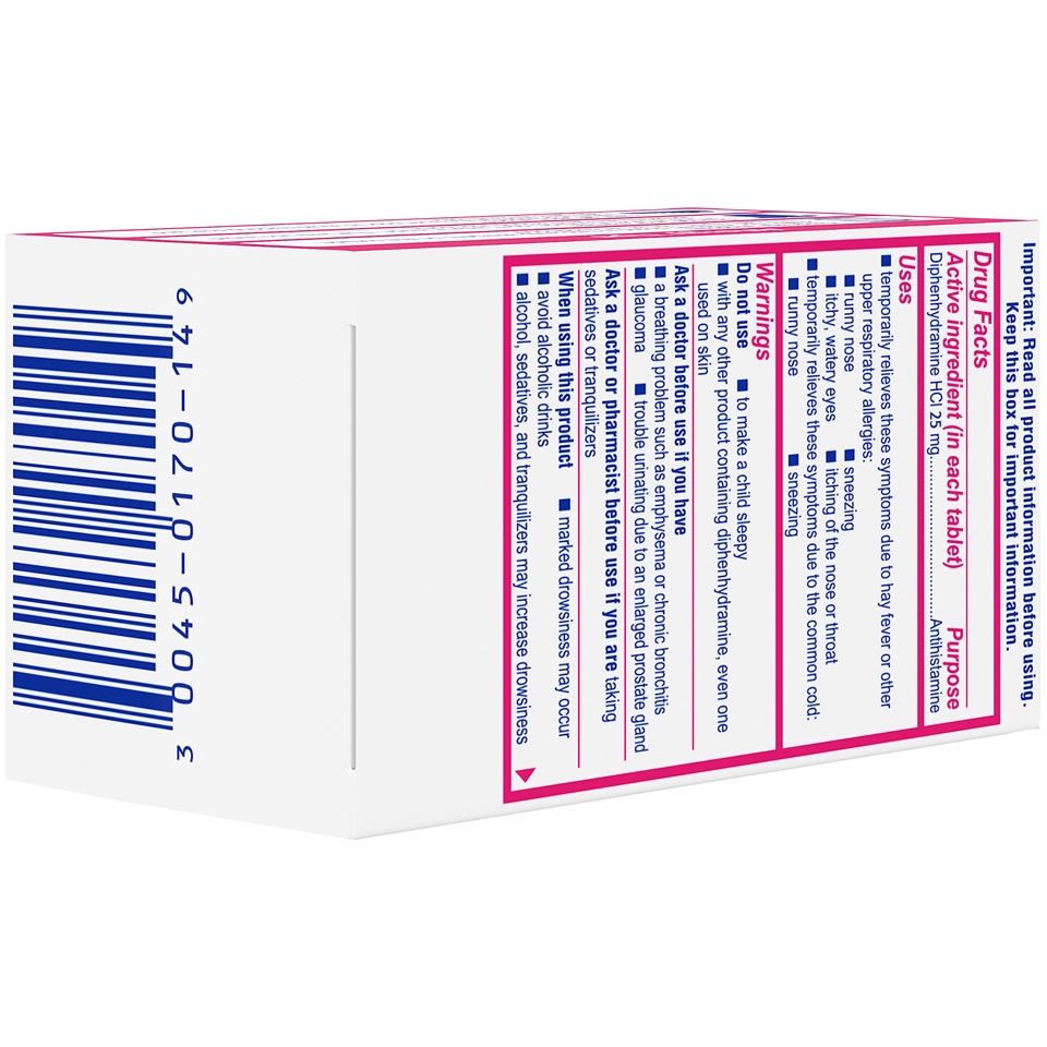 slide 2 of 6, Benadryl Ultratab Allergy Relief Tablets - Diphenhydramine - 100ct, 100 ct