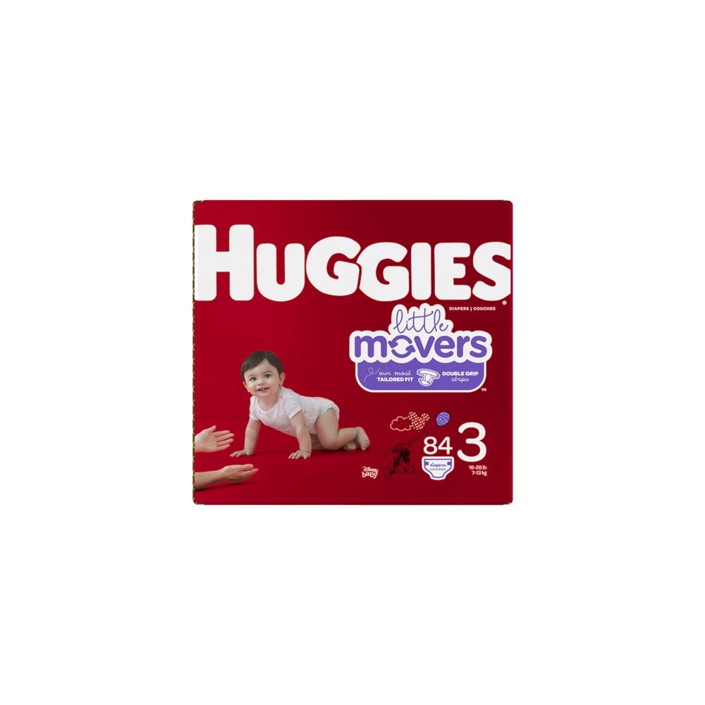 slide 3 of 4, Huggies Little Movers Diapers, Size 3 (16-28 Lb.) Packaging May Vary, 84 ct