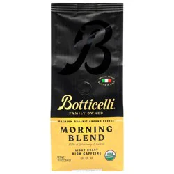 Botticelli High Caffeine Premium Organic Ground Light Roast Morning Blend Coffee 10 oz