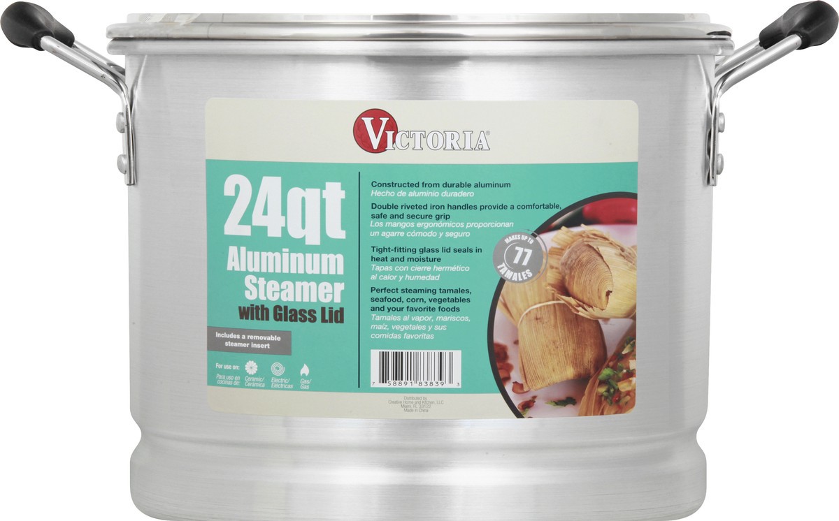 slide 2 of 10, Victoria Aluminum 24 Quart Steamer with Glass Lid 1 ea, 1 ct