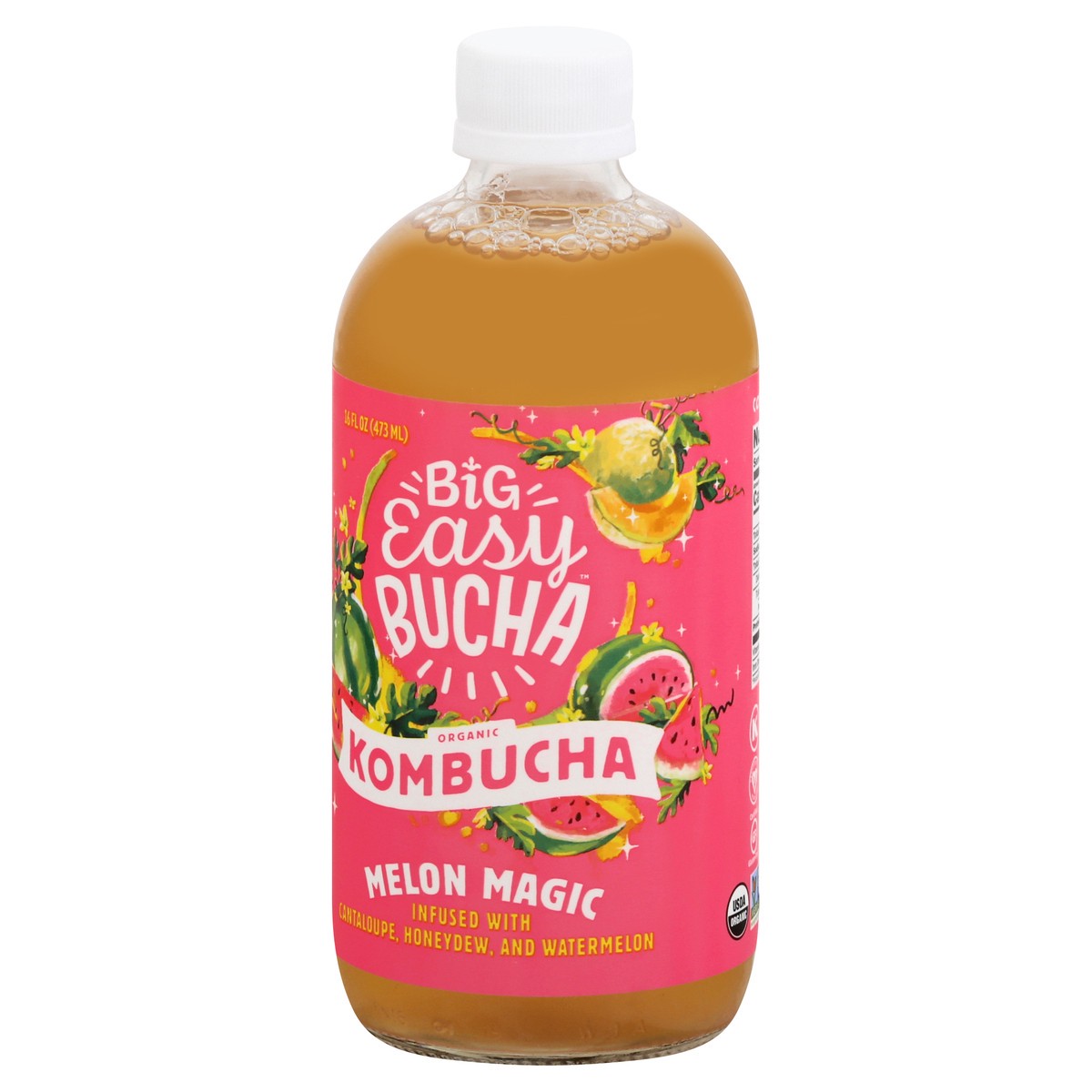 slide 3 of 9, Big Easy Bucha Organic Melon Magic Kombucha 16 oz, 16 oz