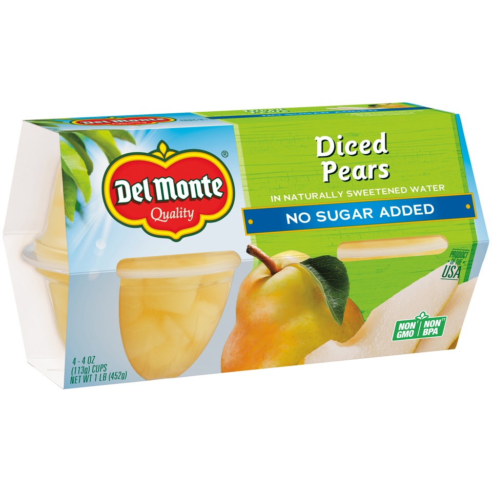 slide 2 of 4, Del Monte No Sugar Added Diced Pears 4 ea, 4 ct