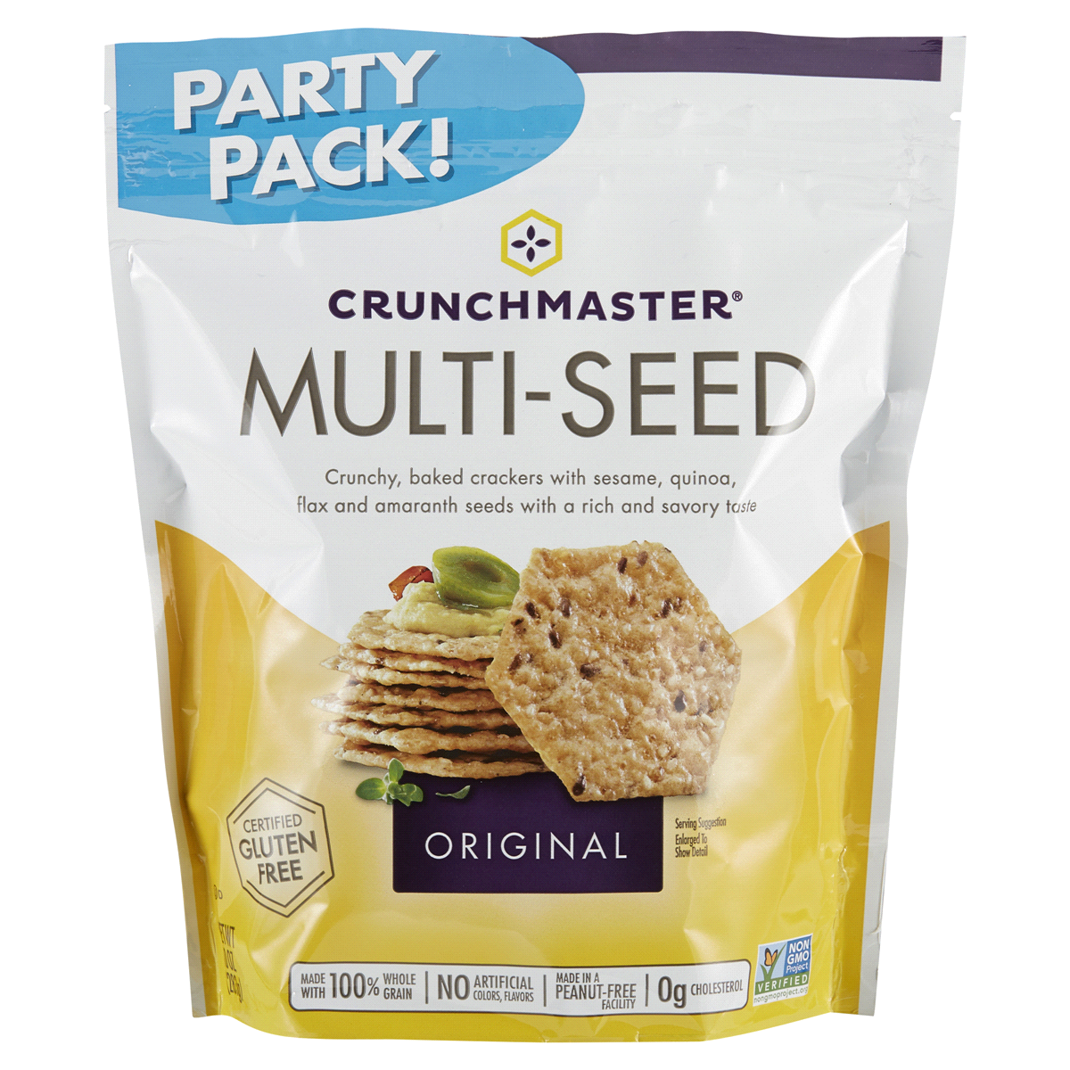 slide 1 of 1, Crunchmaster Gluten-Free Multi-Seed Crackers Original Party Size, 10 oz