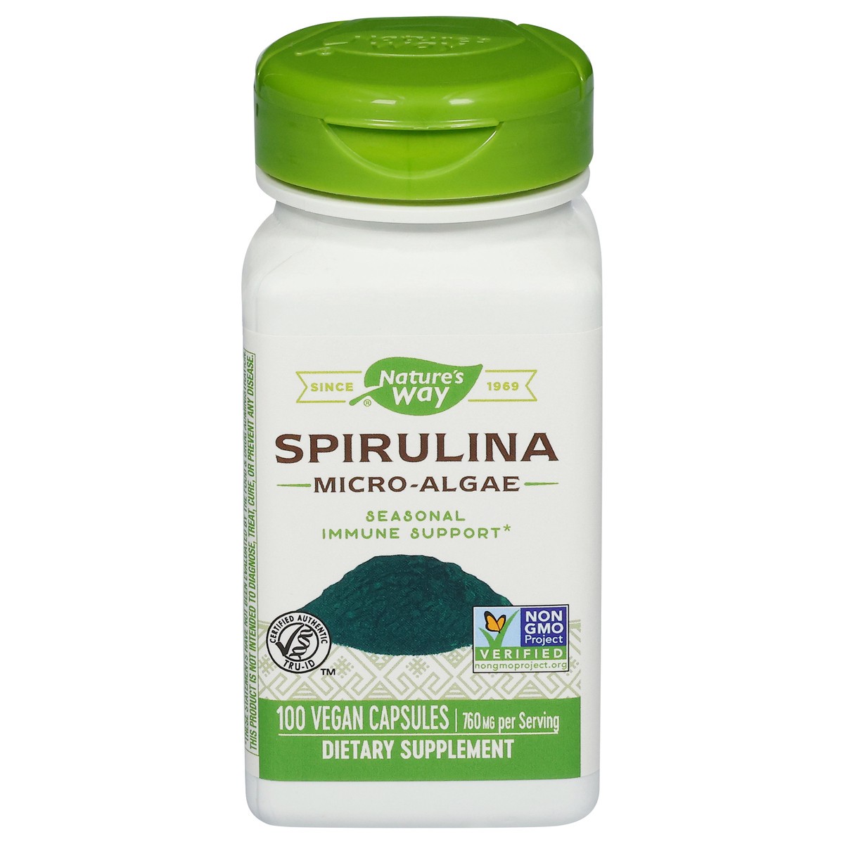 slide 1 of 1, Nature's Way 760 mg Micro-Algae Spirulina 100 Vegan Capsules, 100 ct