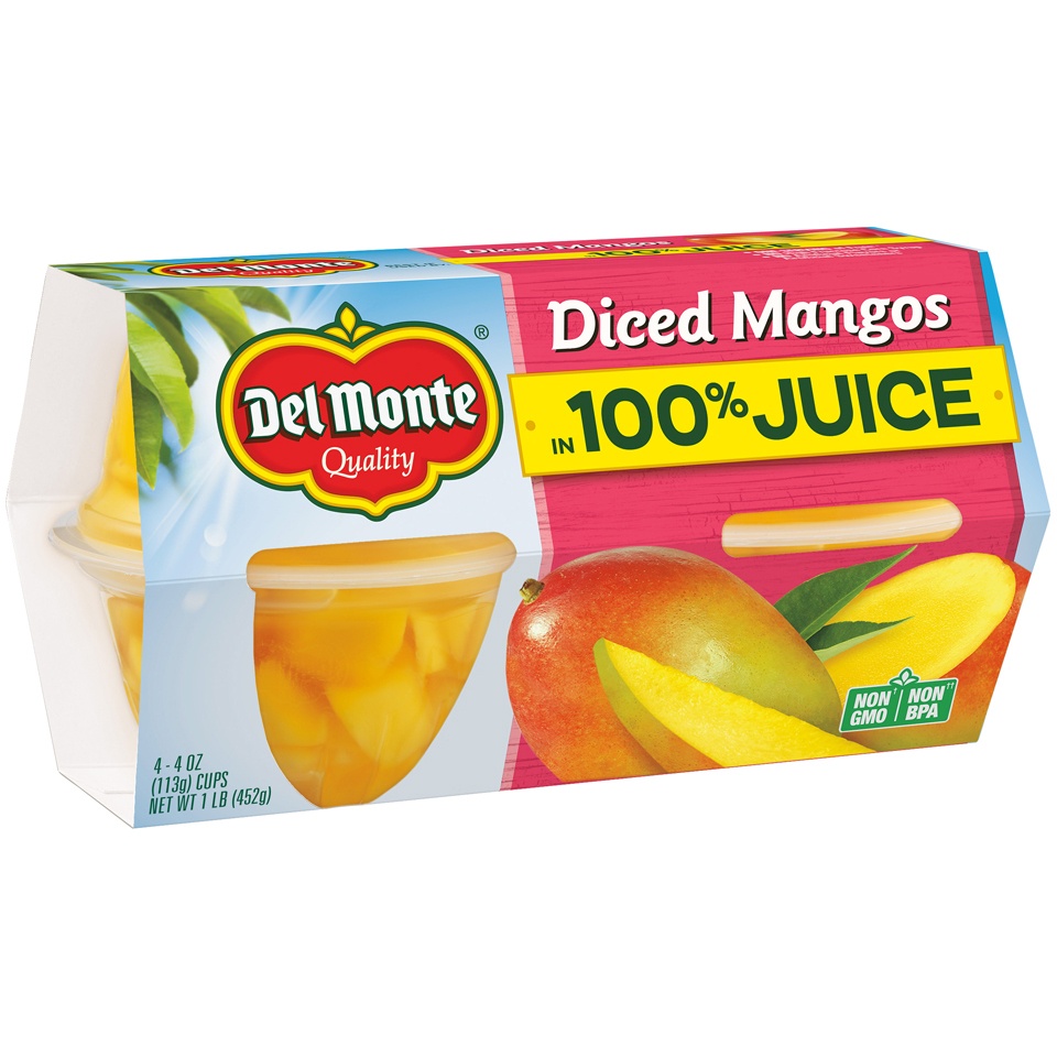 slide 2 of 4, Del Monte Diced Mangos In 100% Juice, 4 ct; 4 oz
