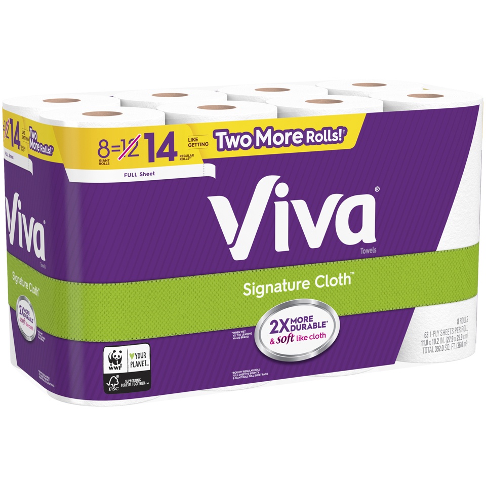 slide 2 of 3, Viva Signature Cloth Full Sheet Paper Towels, 8 ct