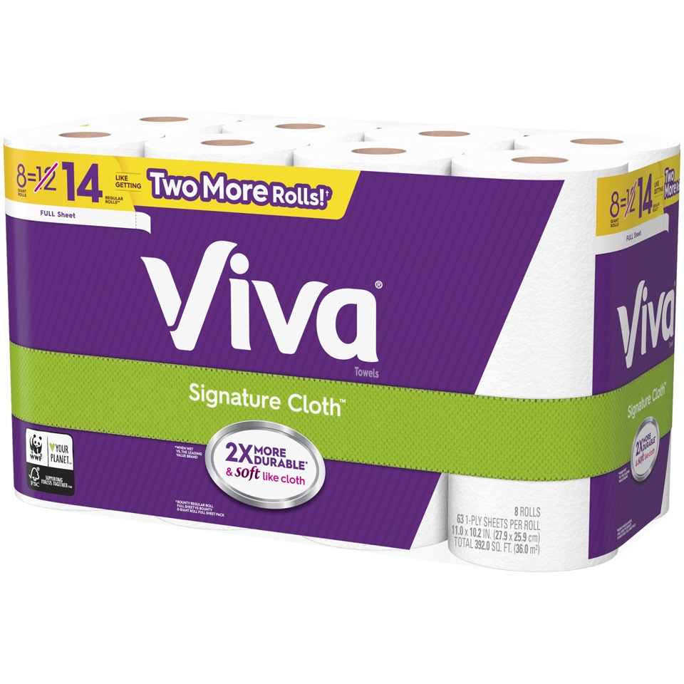 slide 3 of 3, Viva Signature Cloth Full Sheet Paper Towels, 8 ct