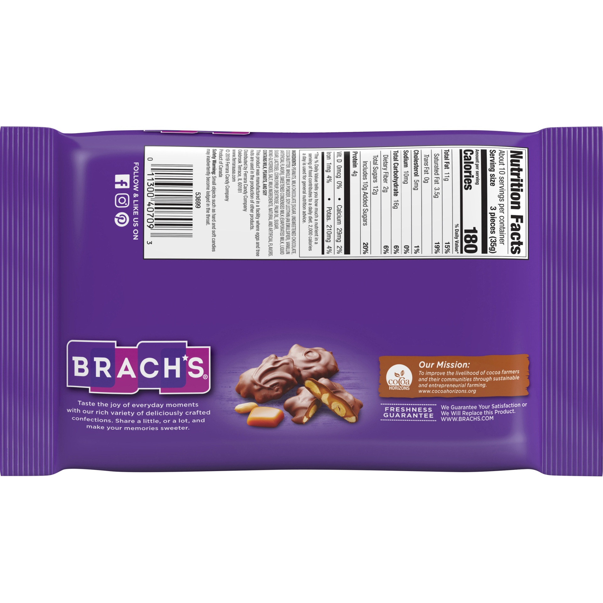 slide 6 of 8, Ferrara Candy Company Brach's Milk Chocolate Caramel Peanut Clusters 12 Oz. Bag, 1 ct