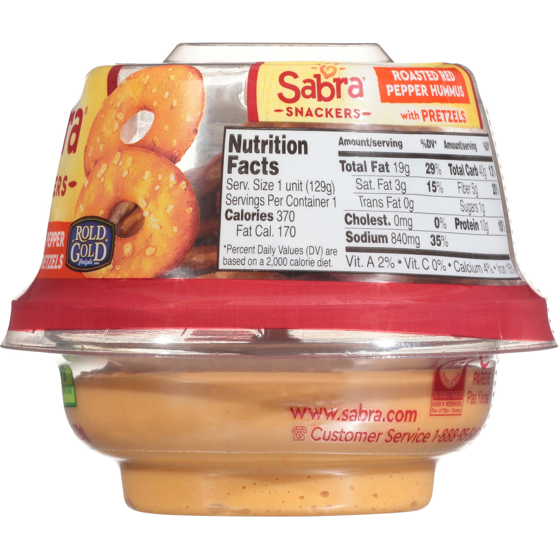 slide 3 of 6, Sabra Hummus Red Pepper w/Pretzels 4.56 Ounce Plastic Cup, 4.56 oz