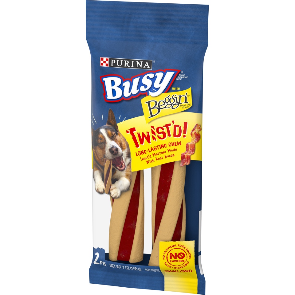 slide 3 of 9, Busy with Beggin' Small/Medium Breed Chewy Bacon Flavor Dog Treats Twist'd - 2ct Pouch, 