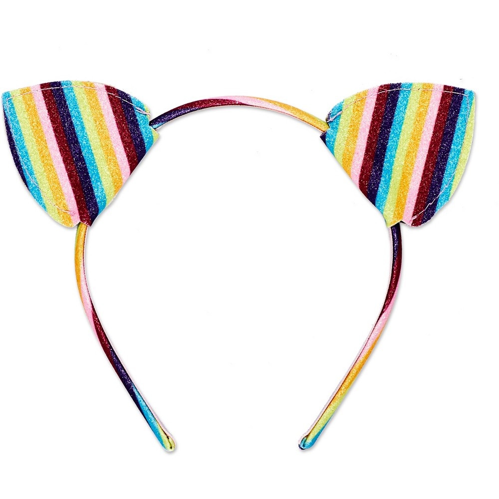 slide 2 of 2, scünci Rainbow Glitter Cat Ears Headband, 1 ct