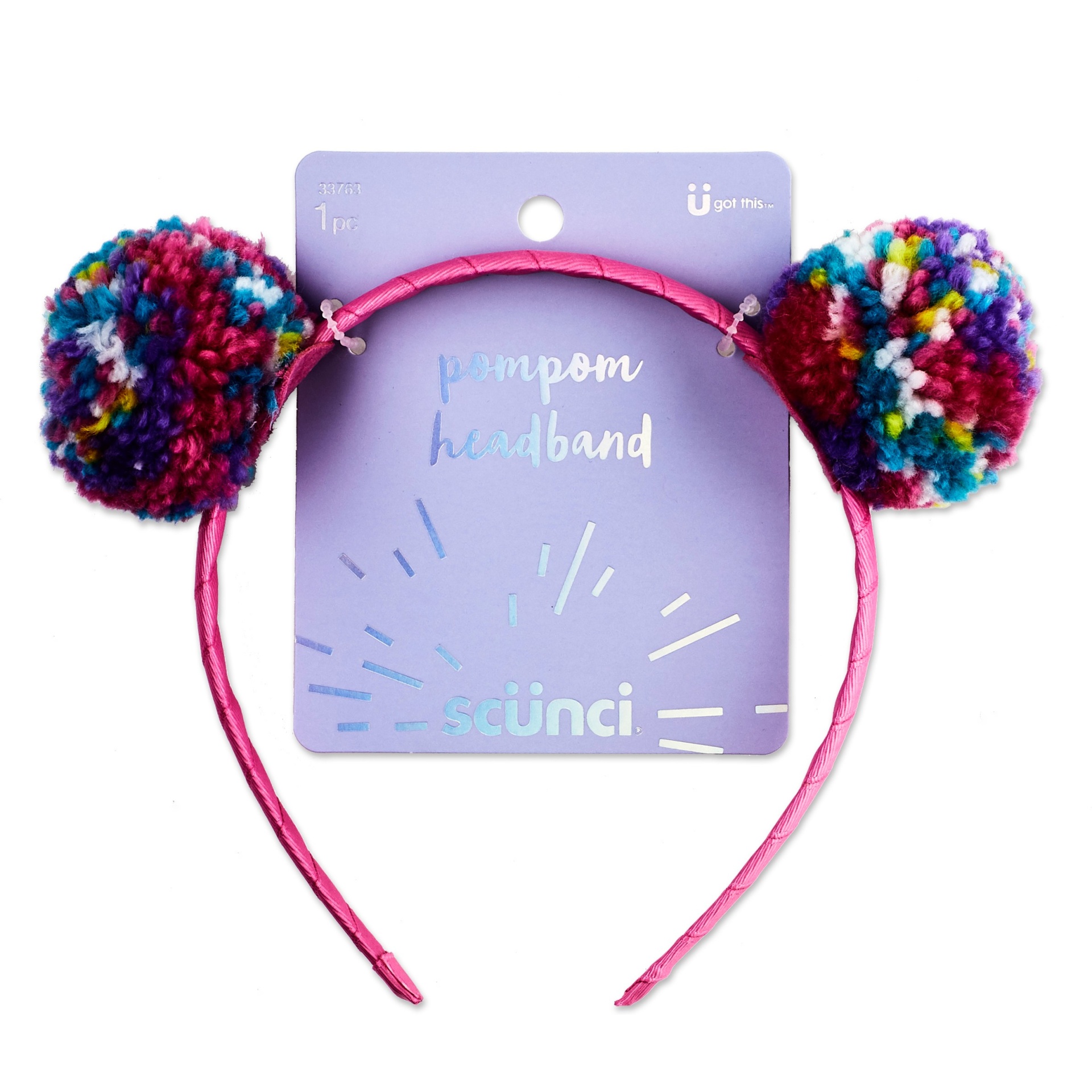 slide 1 of 2, scünci Rainbow Yarn Pompom Headband, 1 ct