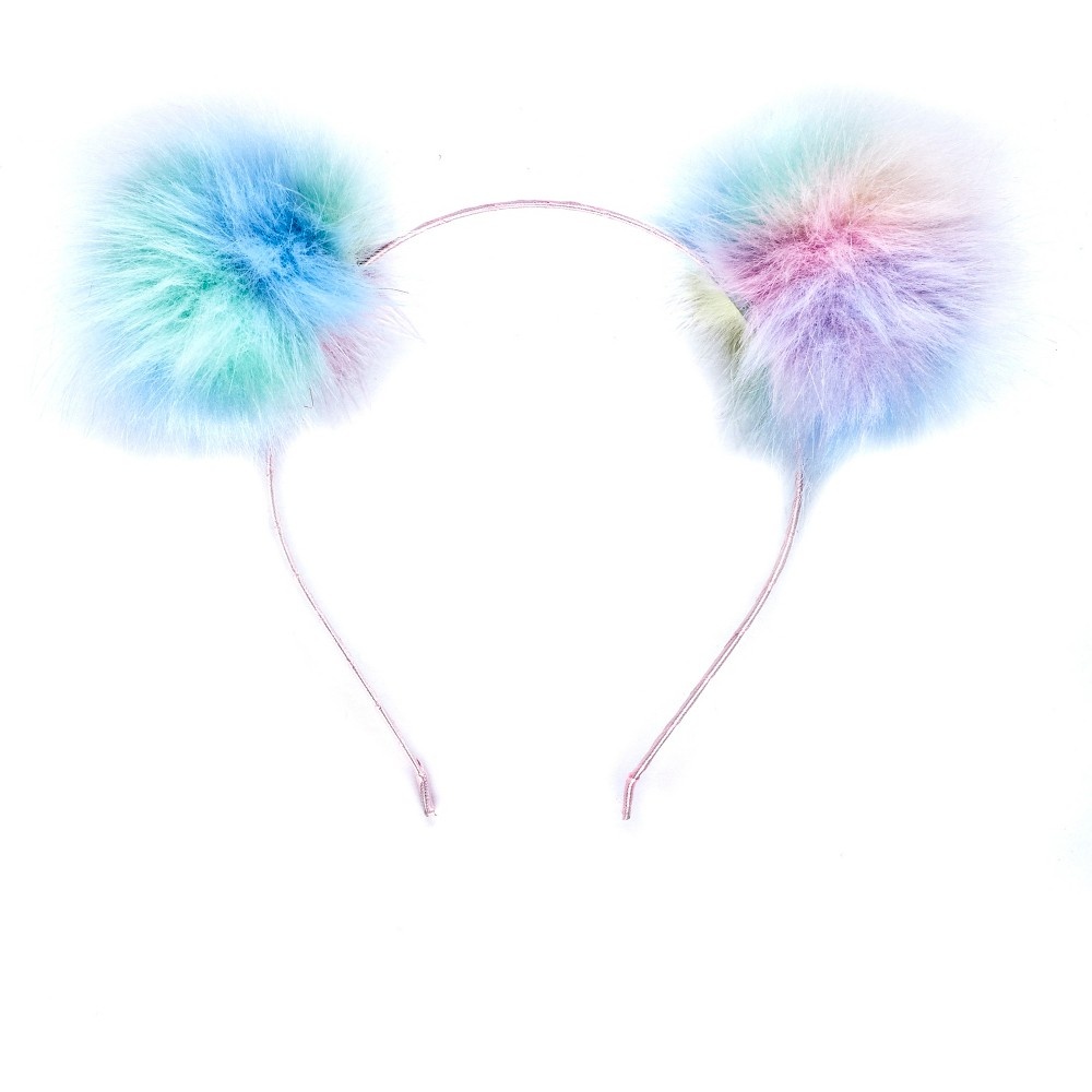 slide 2 of 2, scünci Faux Fur Pompom Headband, 1 ct