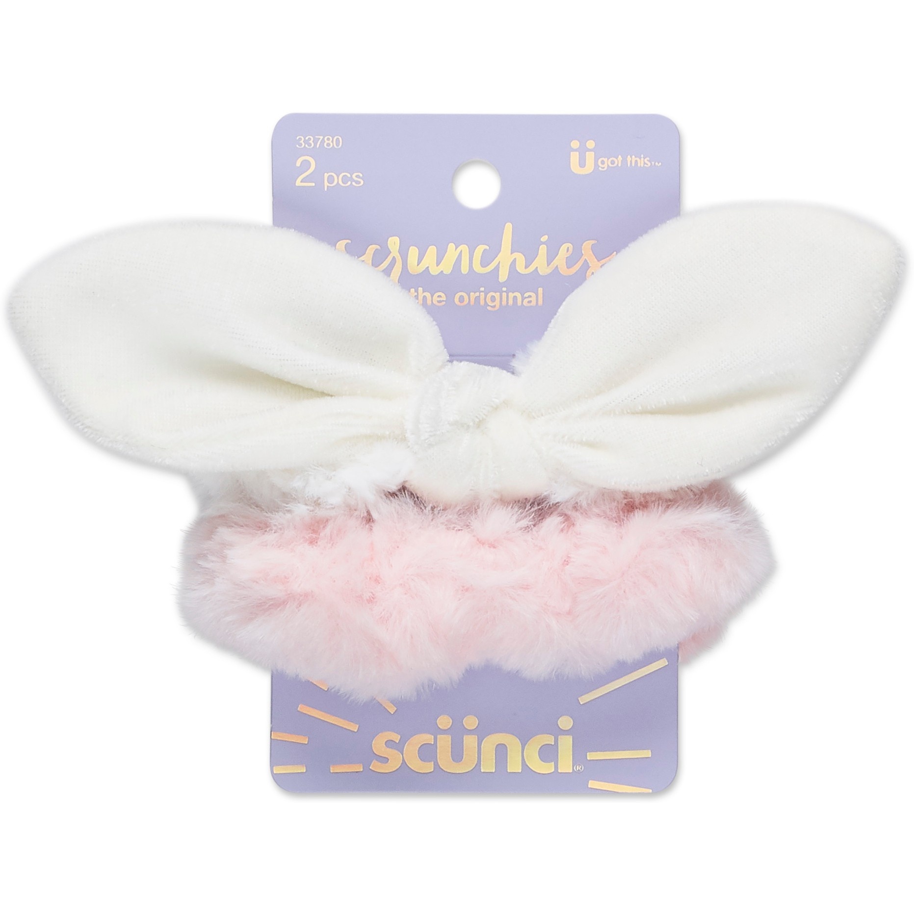 slide 1 of 2, scünci Faux Fur Bow & Solid Scrunchies, 2 ct