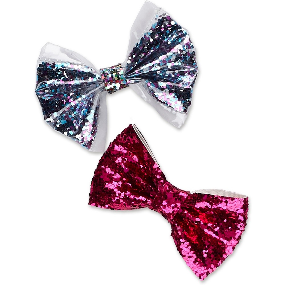 slide 2 of 2, scünci Glitter Bow Salon Clips, 2 ct