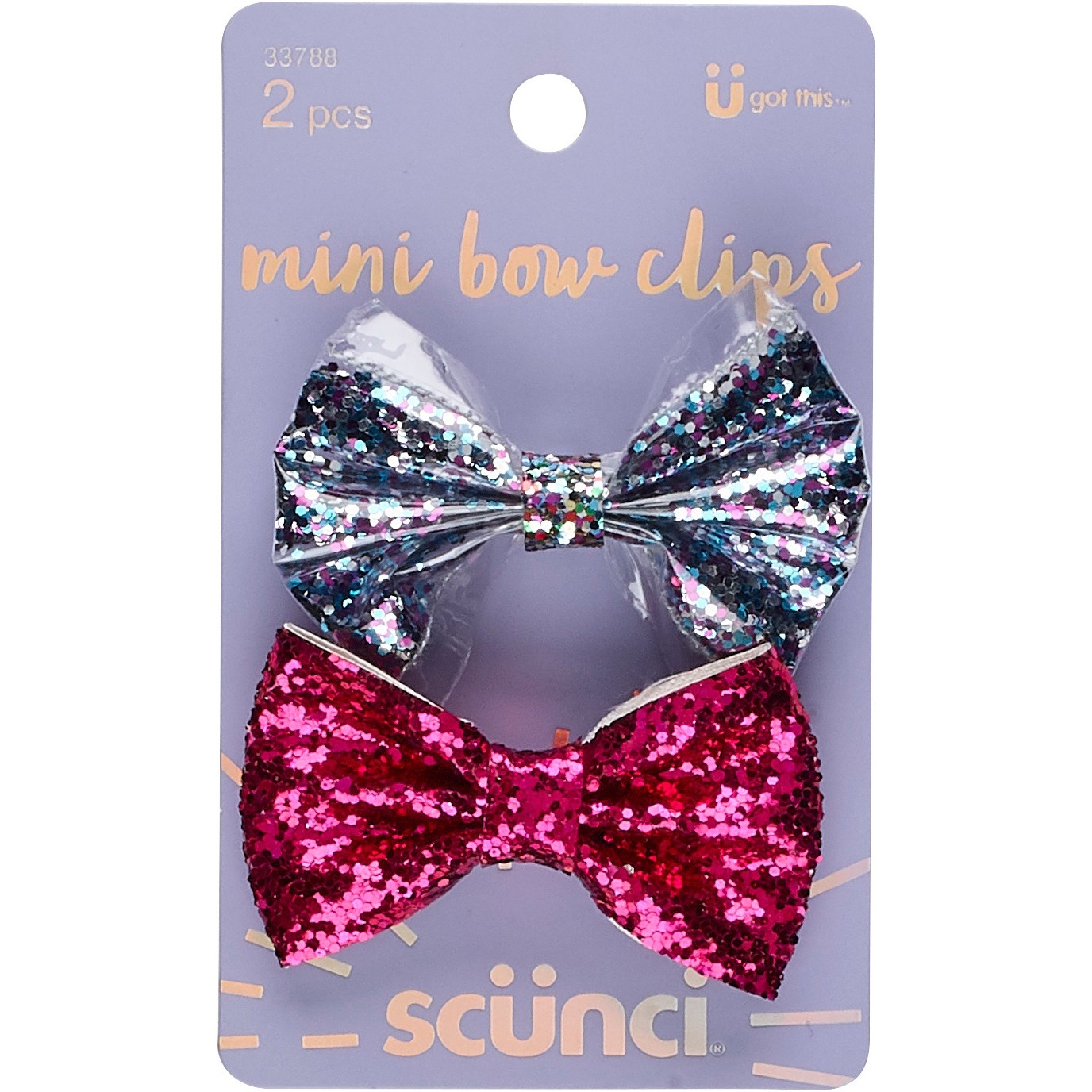 slide 1 of 2, scünci Glitter Bow Salon Clips, 2 ct