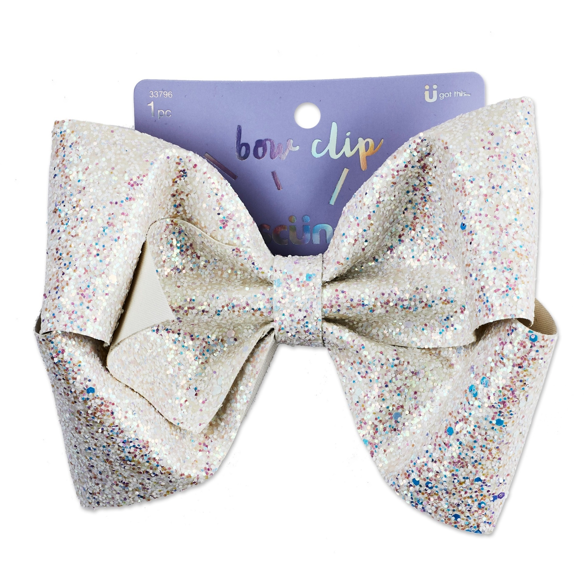 slide 1 of 2, scünci Jumbo Glitter Bow Salon Clip, 1 ct