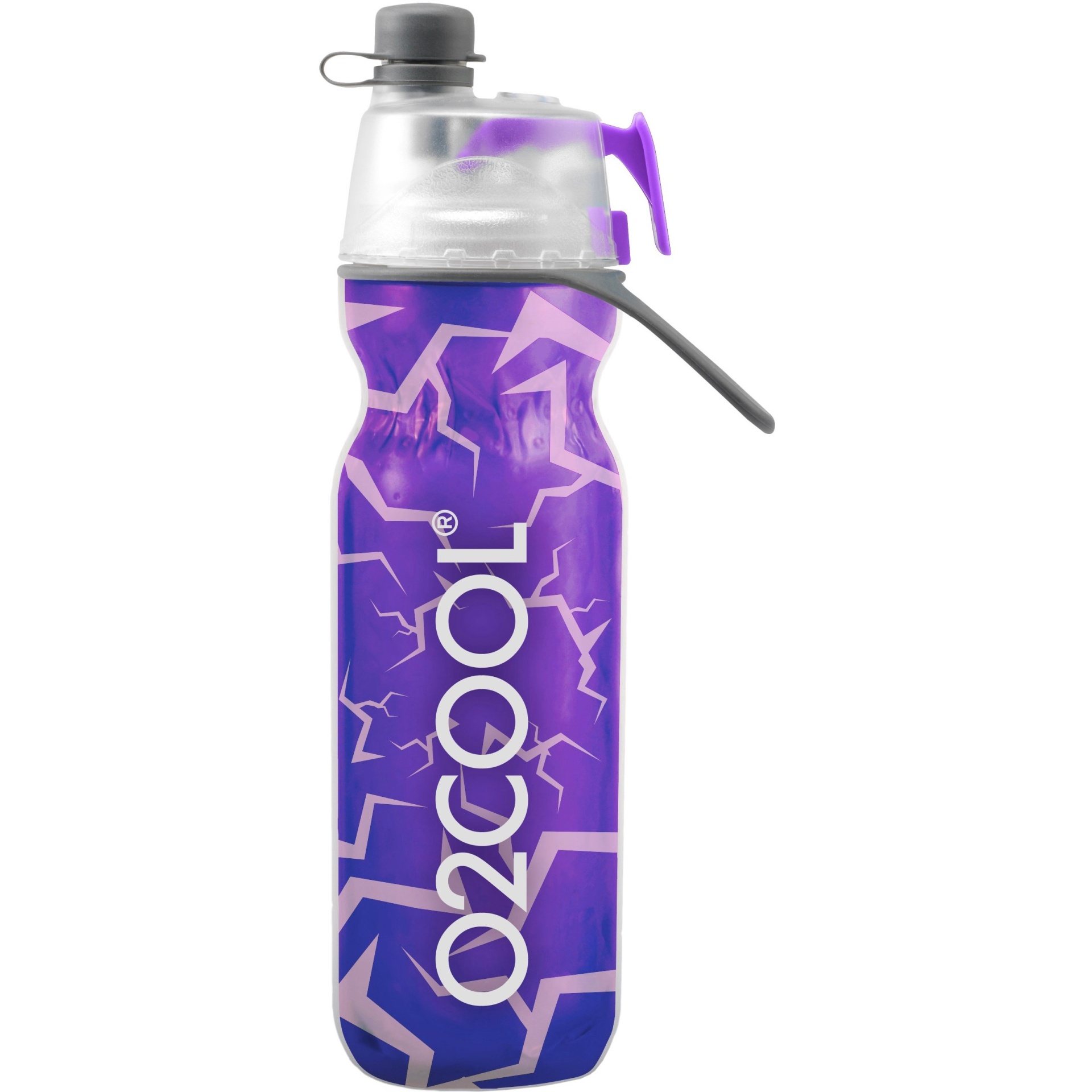 slide 1 of 1, O2COOL Mist'N Sip Locking Lid Water Bottle - Purple Metallic Krackle, 20 oz