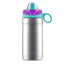 Pogo Active Stainless Steel Insulated Water Bottle with Leak Proof Straw  Lid, 18oz, Lilac