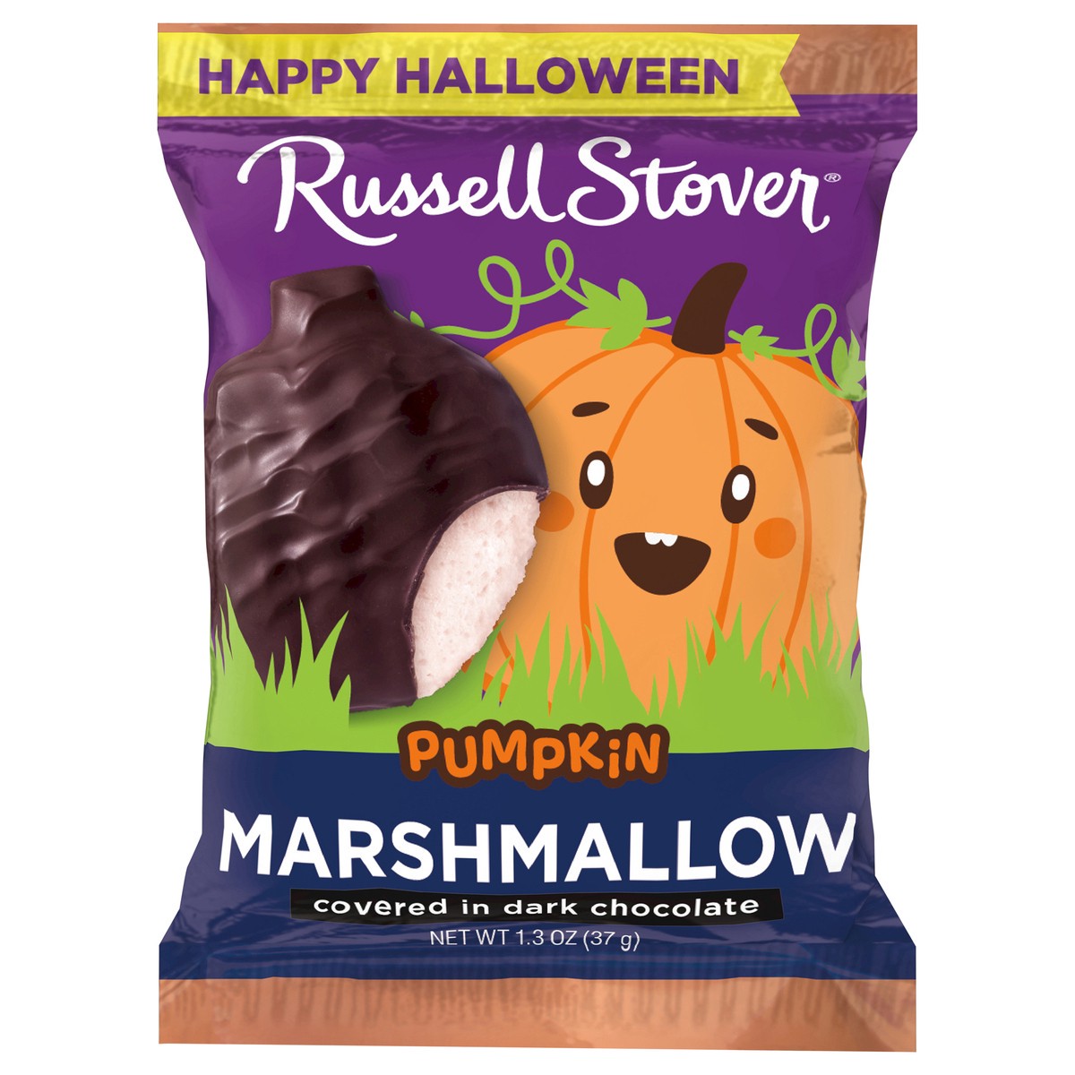 slide 1 of 3, RUSSELL STOVER Halloween Dark Chocolate Marshmallow Candy Pumpkin, 1.3 oz