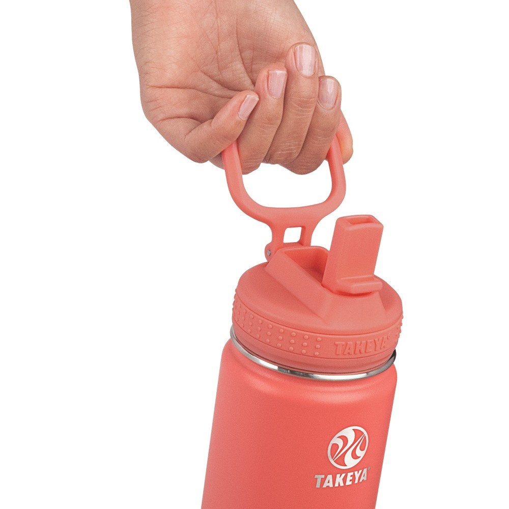 slide 4 of 5, Takeya Actives Insulated Stainless Steel Water Bottle with Insulated Straw Lid - Coral, 14 oz