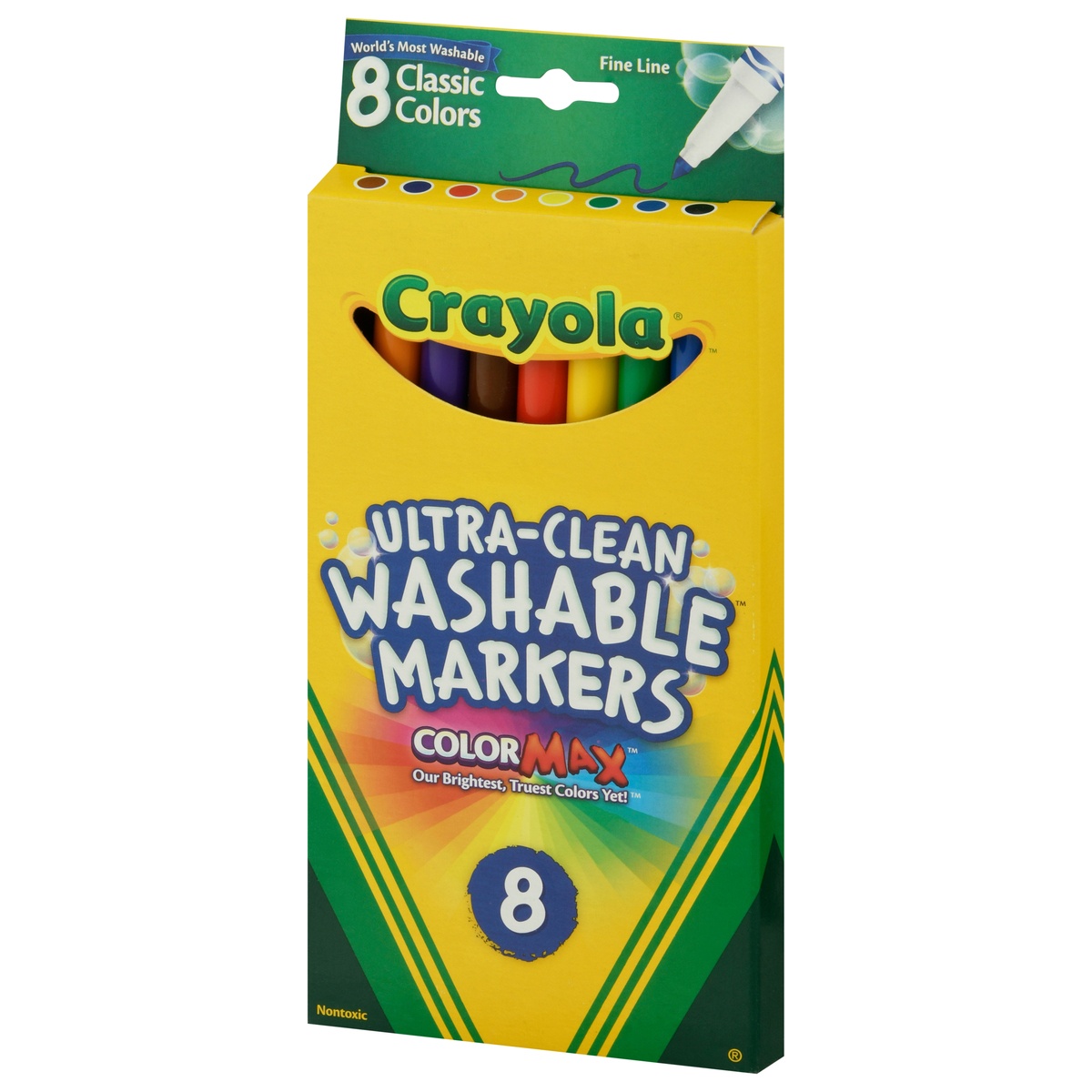 slide 3 of 9, Crayola Ultra Clean Washable Markers Classic Colors Fine Line, 8 ct