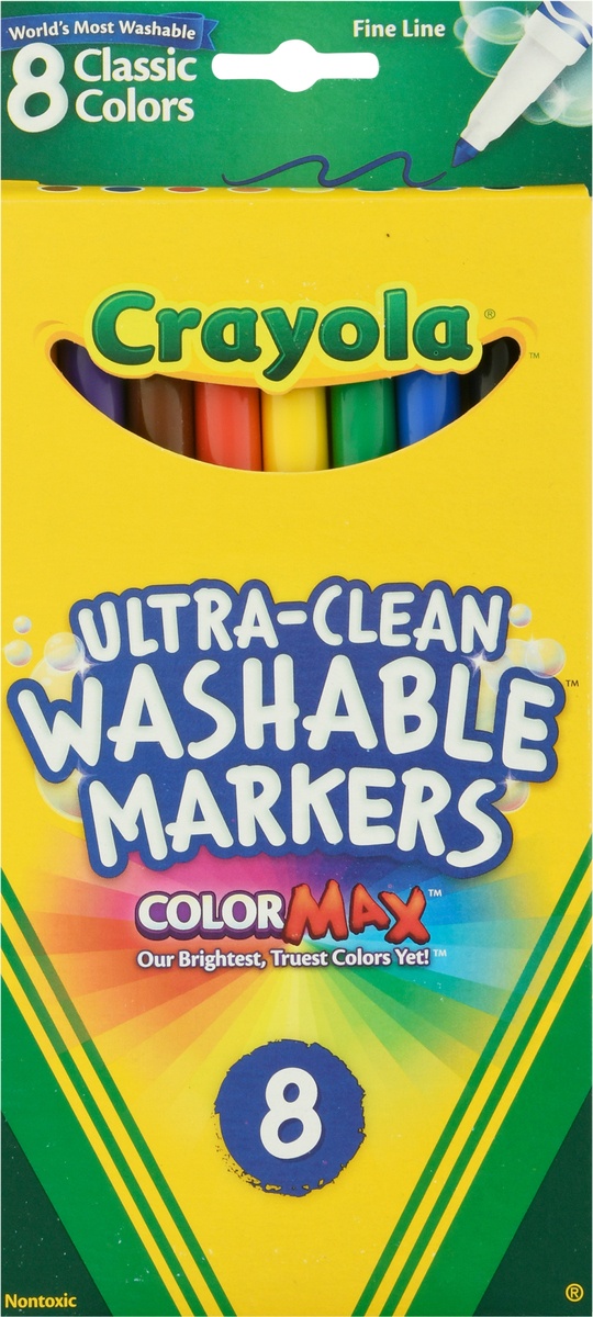 slide 7 of 9, Crayola Ultra Clean Washable Markers Classic Colors Fine Line, 8 ct
