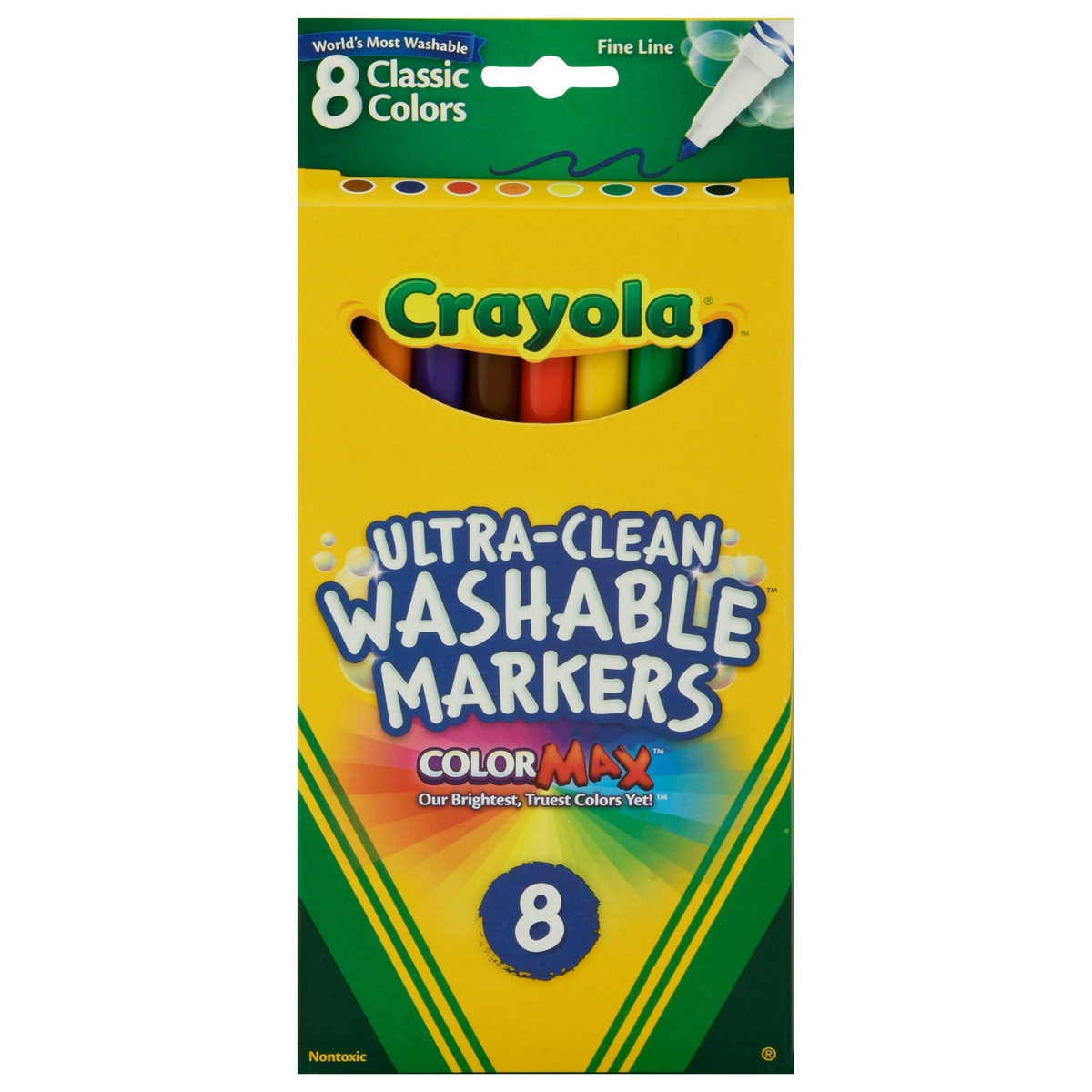 slide 1 of 9, Crayola Ultra Clean Washable Markers Classic Colors Fine Line, 8 ct