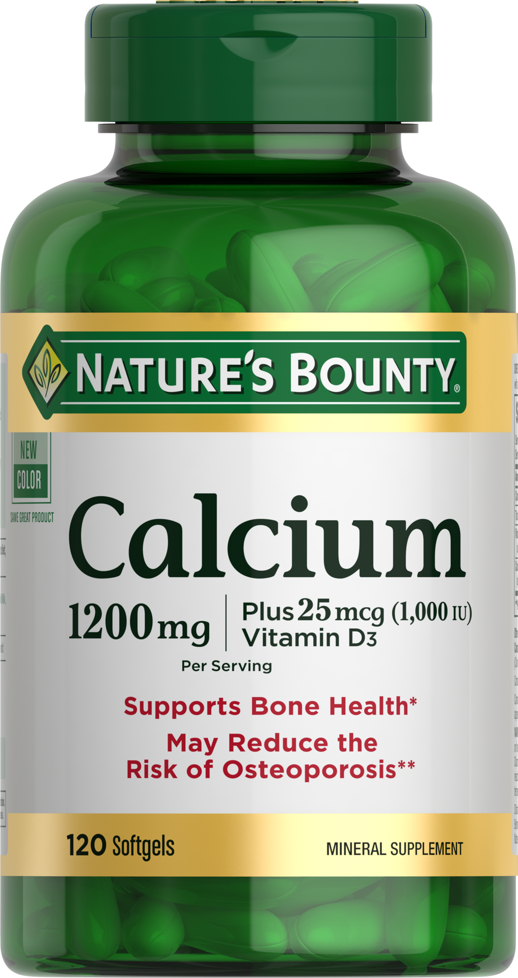 slide 1 of 5, Nature's Bounty Calcium + Vitamin D3, Supports Bone Health, 1200 Mg, Softgels, 120 Ct, 100 ct; 1200 mg
