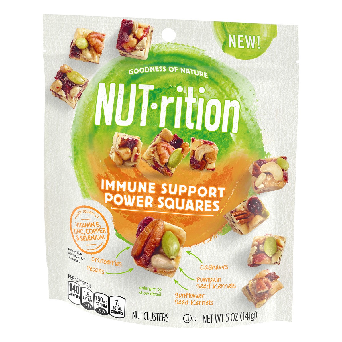 slide 5 of 10, Nut-rition NUTrition Power Squares Immune Health Nut Mix (5 oz Bag), 141 g