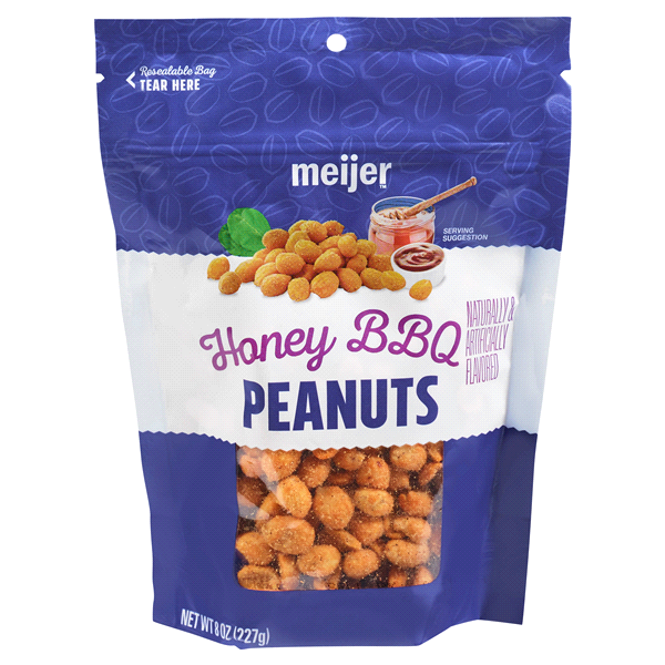 slide 1 of 1, Meijer Honey BBQ Peanuts, 8 oz