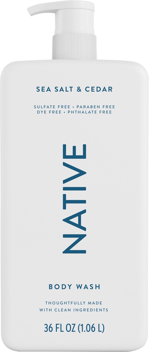 slide 4 of 10, Native Body Wash, Sea Salt & Cedar, Sulfate Free, for Women and Men, 36 oz, 36 fl oz