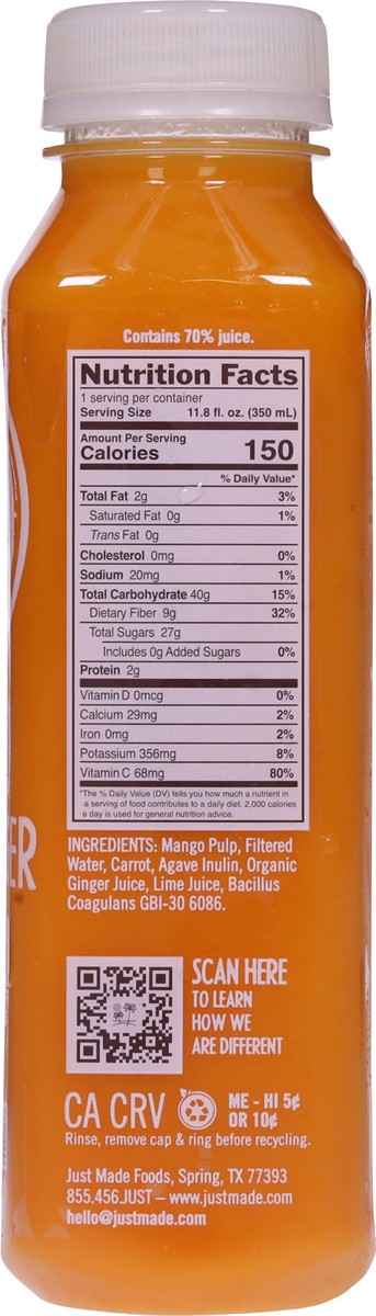 slide 7 of 9, Just Made Mango Carrot Ginger Smoothie 11.8 fl oz, 11.8 fl oz