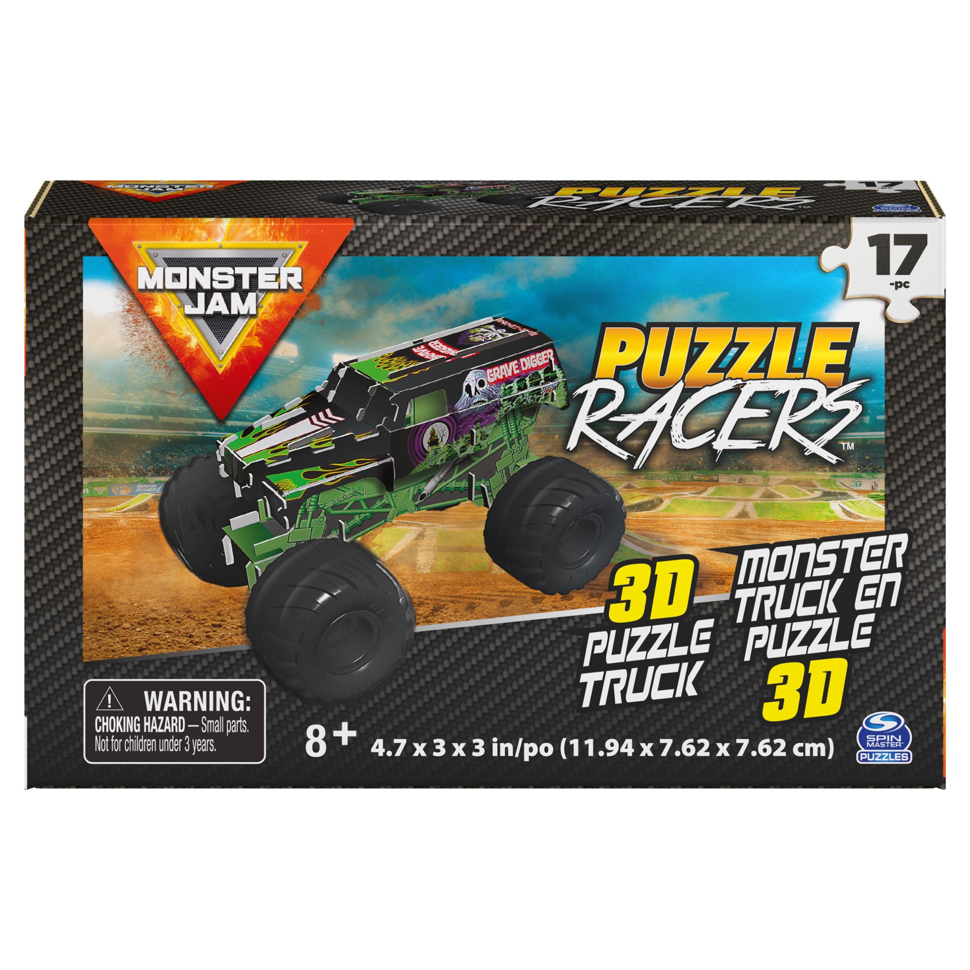 slide 2 of 5, Spin Master Monster Jam, Official Grave Digger 3D Puzzle 17-Piece Truck Learning Activity STEM Project Room Decor, for Adults and Kids Ages 8 and up, 1 ct