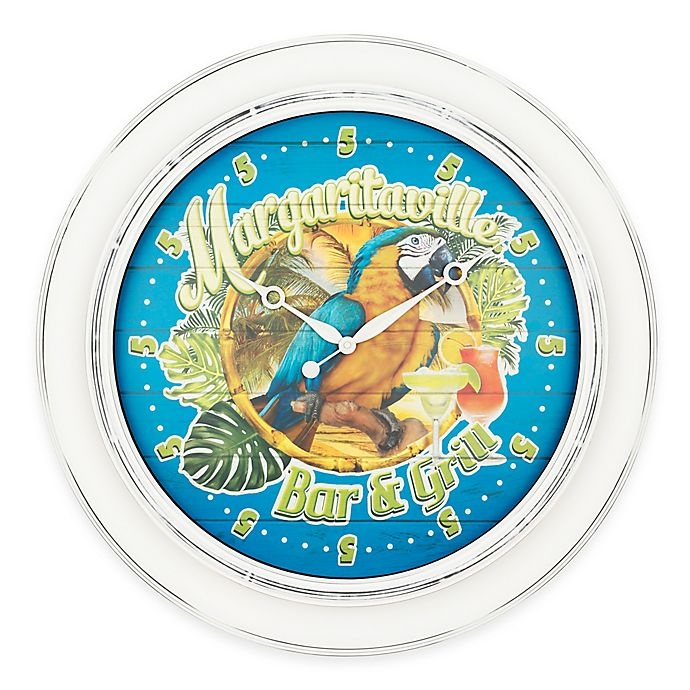 slide 1 of 6, Margaritaville Bar & Grill Indoor/Outdoor Wall Clock, 26 in