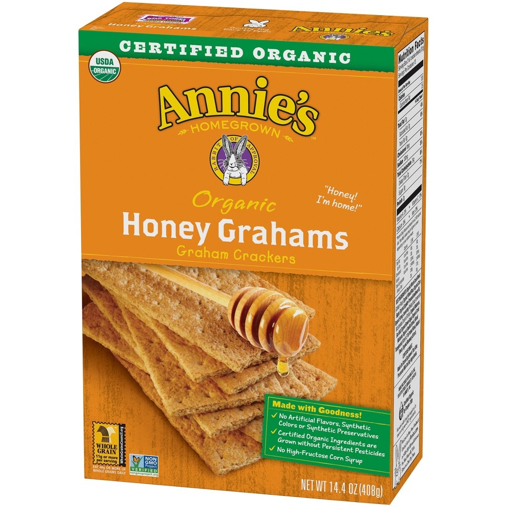 slide 2 of 8, Annies Homegrown Organic Honey Graham Crackers, 14.4 oz