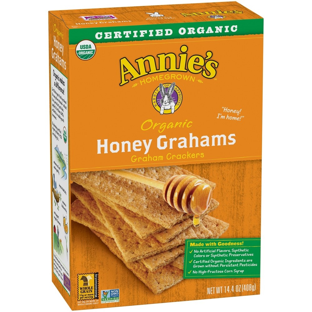 slide 4 of 8, Annies Homegrown Organic Honey Graham Crackers, 14.4 oz