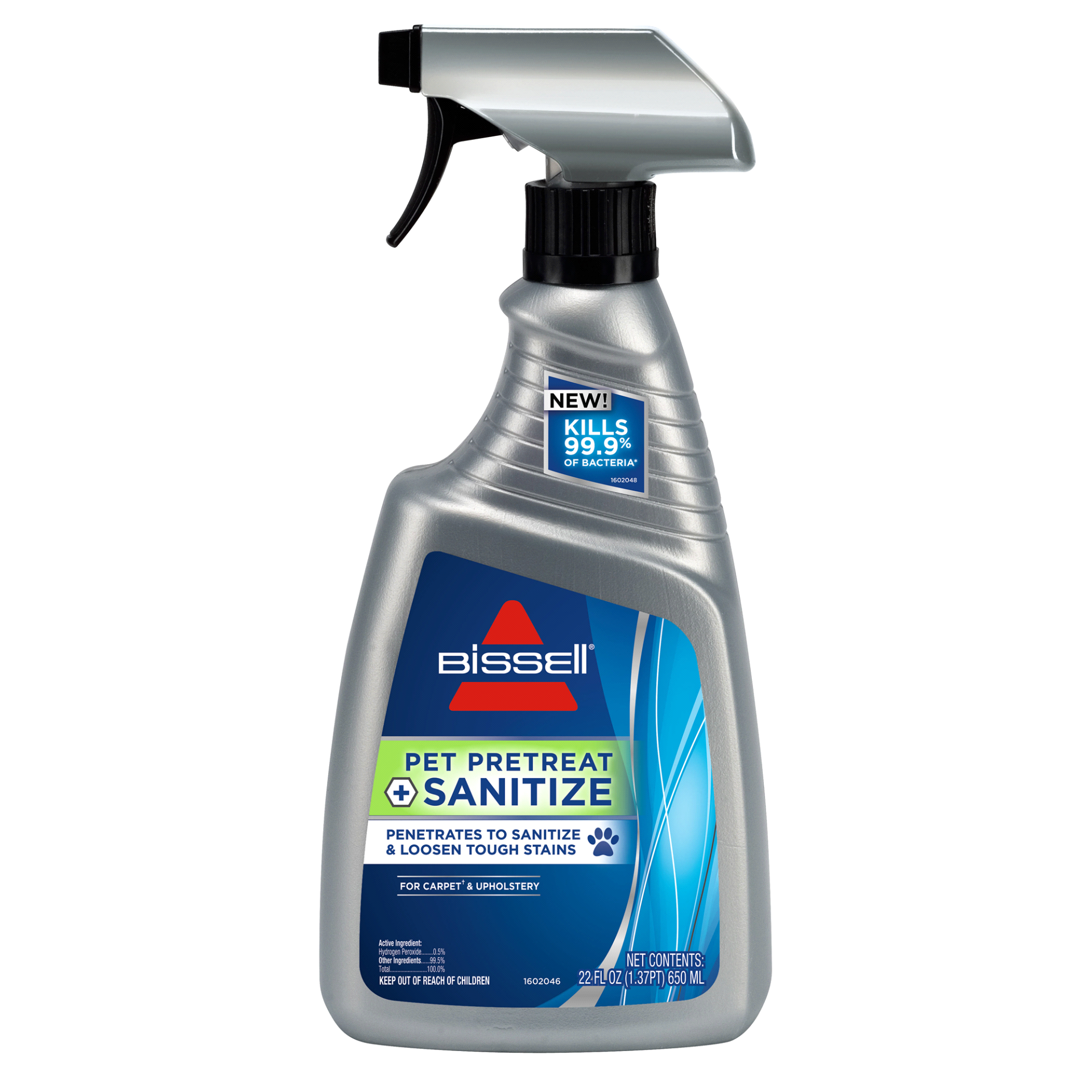 slide 1 of 1, BISSELL Pet Pretreat + Sanitize Stain & Odor Remover for Carpet, 22 oz